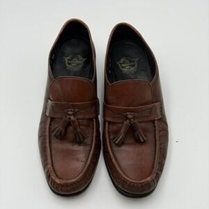 Florsheim Tassel Loafers Mens 8 D Brown Vintage Leather Moc Toe Slip On